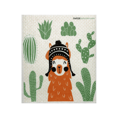 Swedish Dishcloth Orange Llama