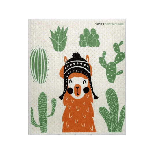 Swedish Dishcloth Orange Llama