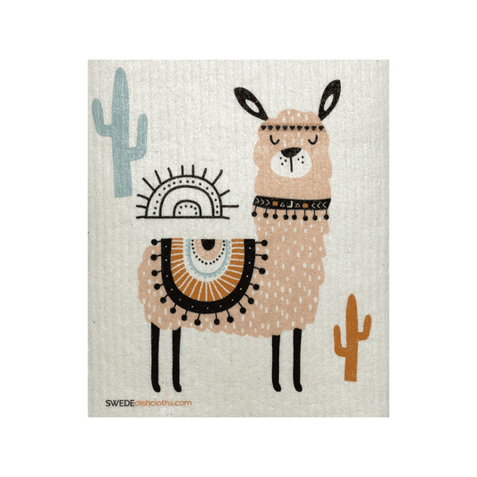 Swedish Dishcloth Pink Llama