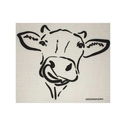 Swedish Dishcloth Cow Silhouette on Natural